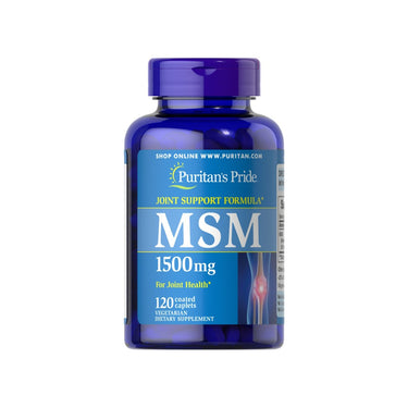 Enhance hair and joint health with a bottle of Puritan's Pride MSM 1500 mg 120 Coated Caplets.